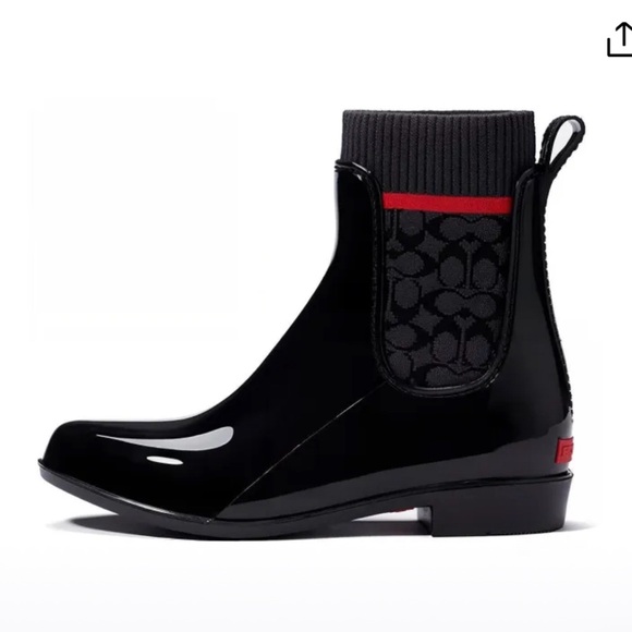 COACH Chelsea rain Boot Women's Black ! - Picture 1 of 10